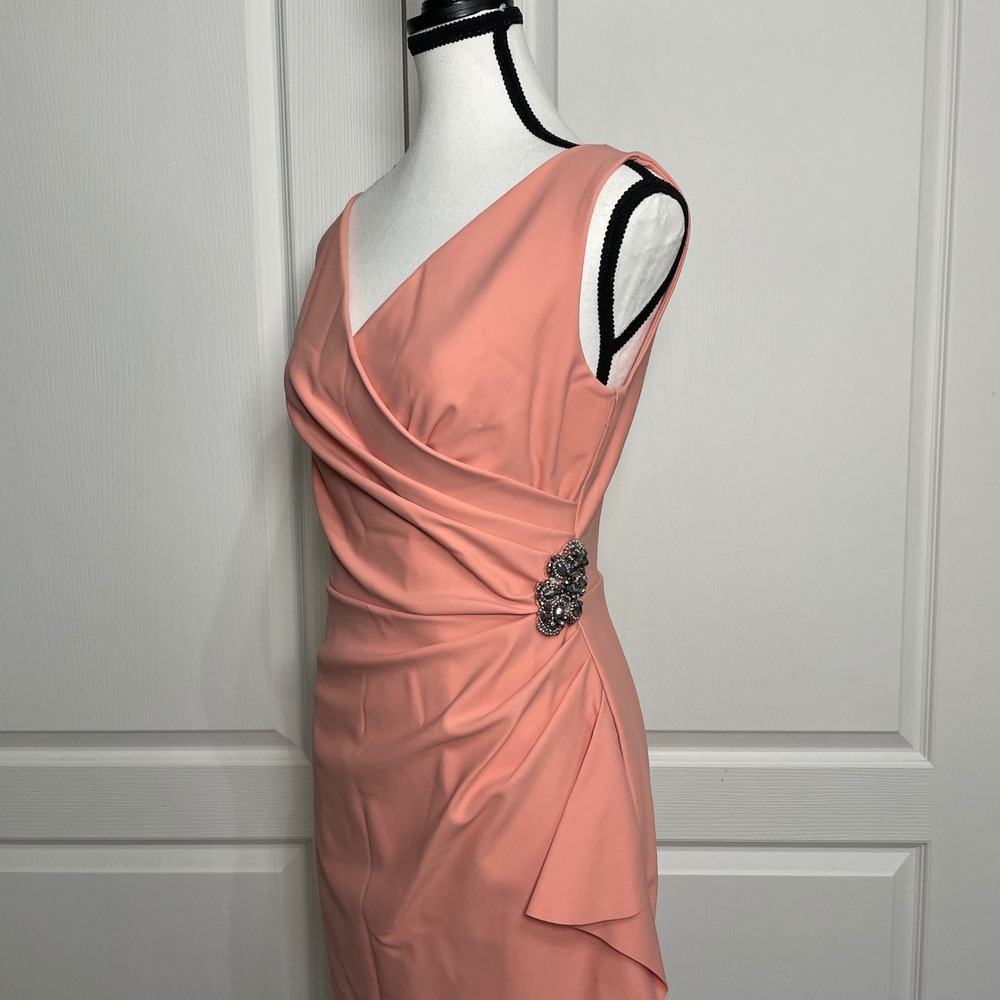 NEW $229 Alex Evenings Side Ruched Cocktail Sheath Dress Bodycon Slimming Size 2 - Picture 14 of 15